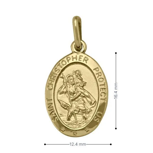 10, 14 Karat Yellow Gold Solid Saint Christopher Medallion