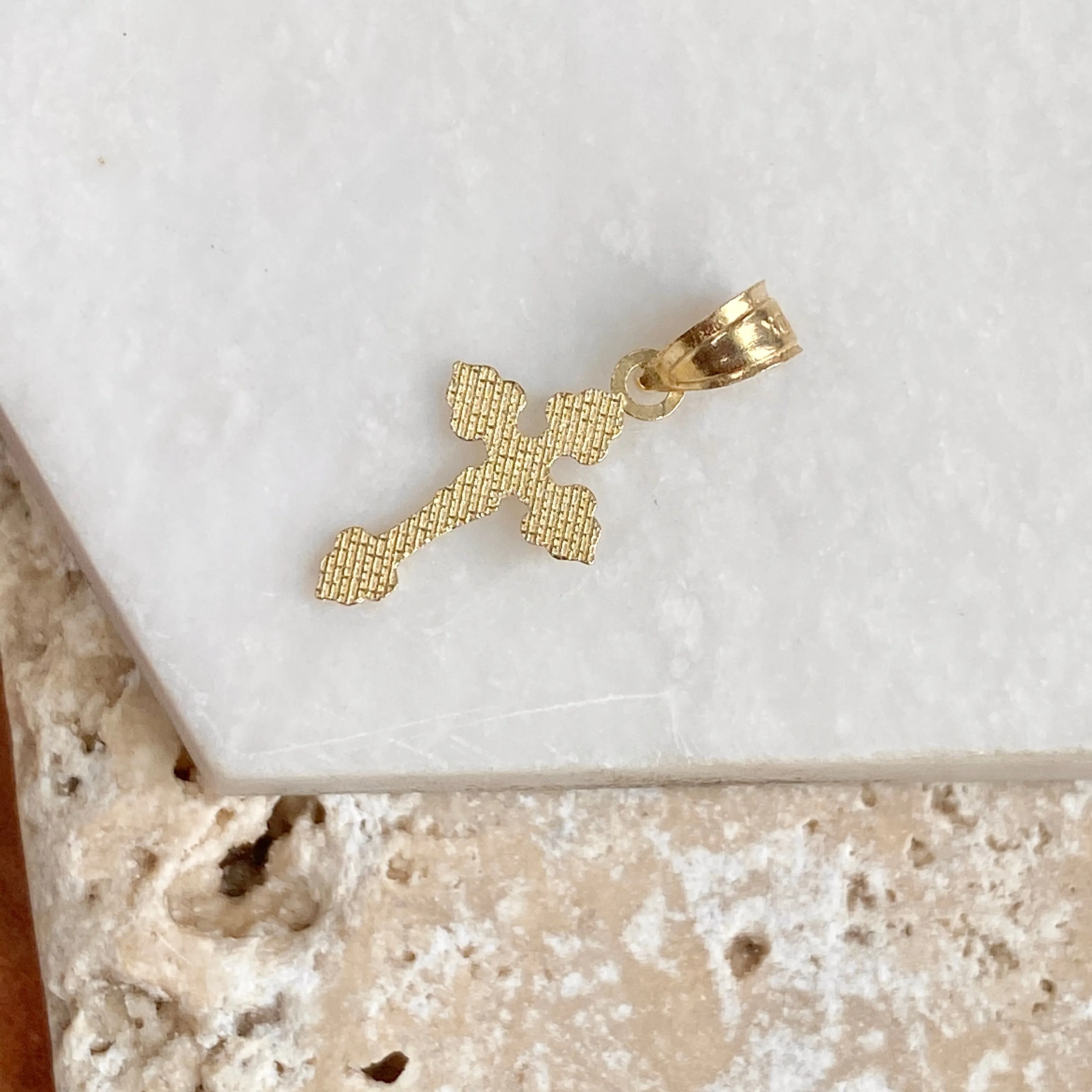 10KT Yellow Gold Detailed Mini Crucifix Cross Pendant Charm