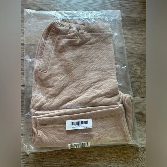 $118 Lunya Restore Double Faced Shorts Otium Tan Heather Brand New