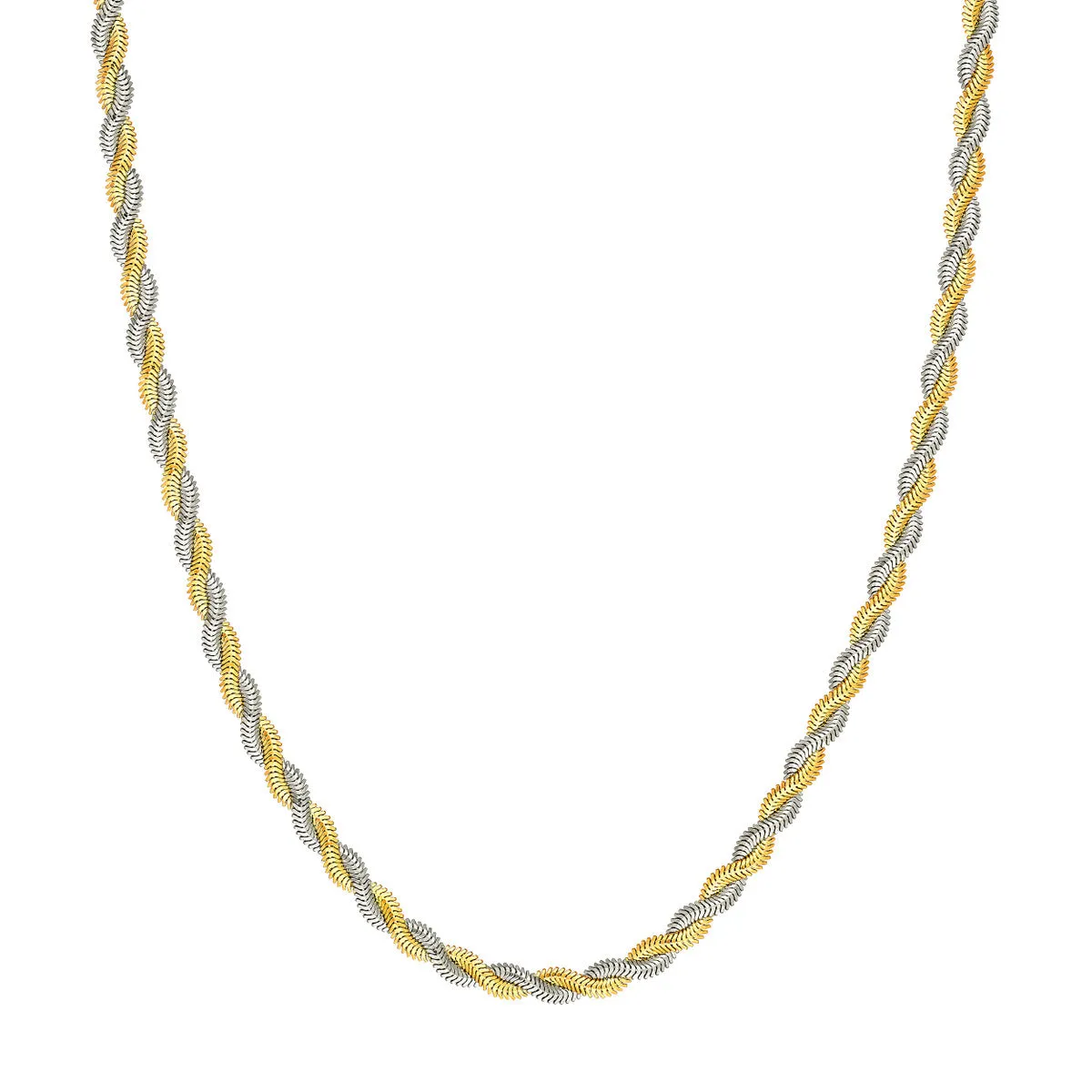 14k Two Tone Braided Snake Chain Necklace