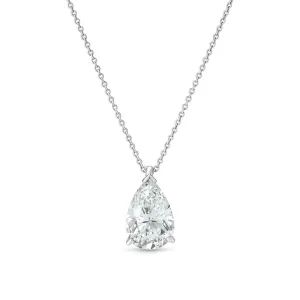 14KT White Gold Lab Grown 2.67ct Pear Shape Diamond Pendant Necklace