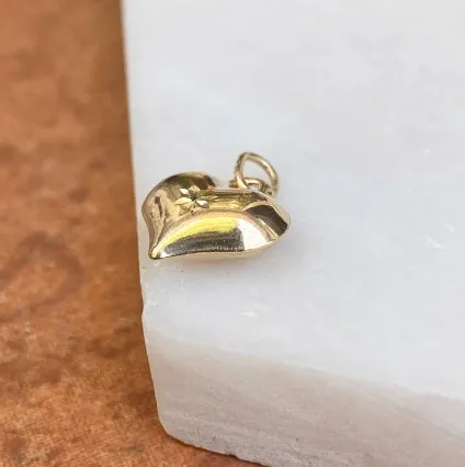 14KT Yellow Gold Diamond-Cut Puffed Heart Pendant Charm