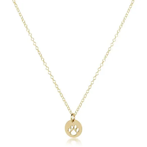 16" Necklace Gold - Paw Print Small Gold Disc