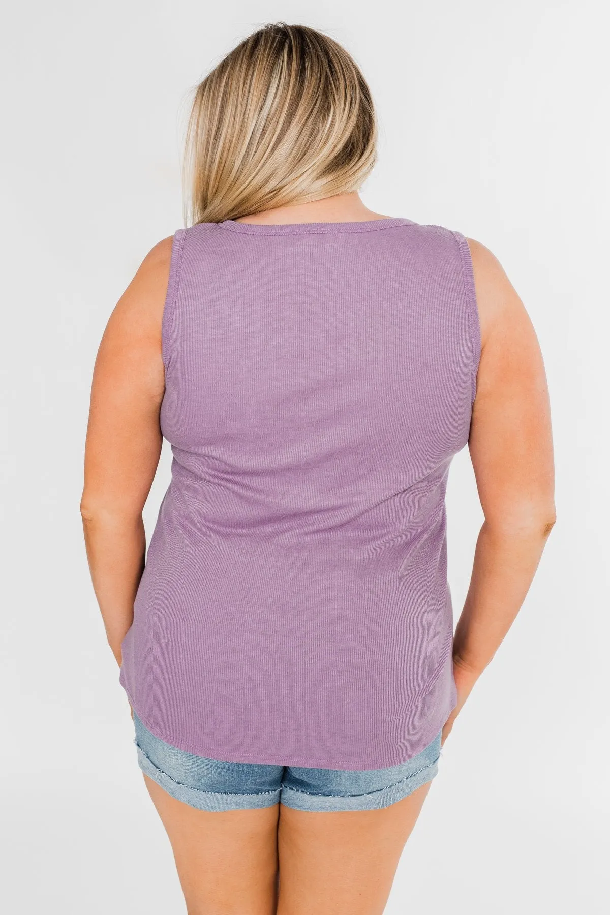 5 Button Henley Tank Top- Dusty Purple