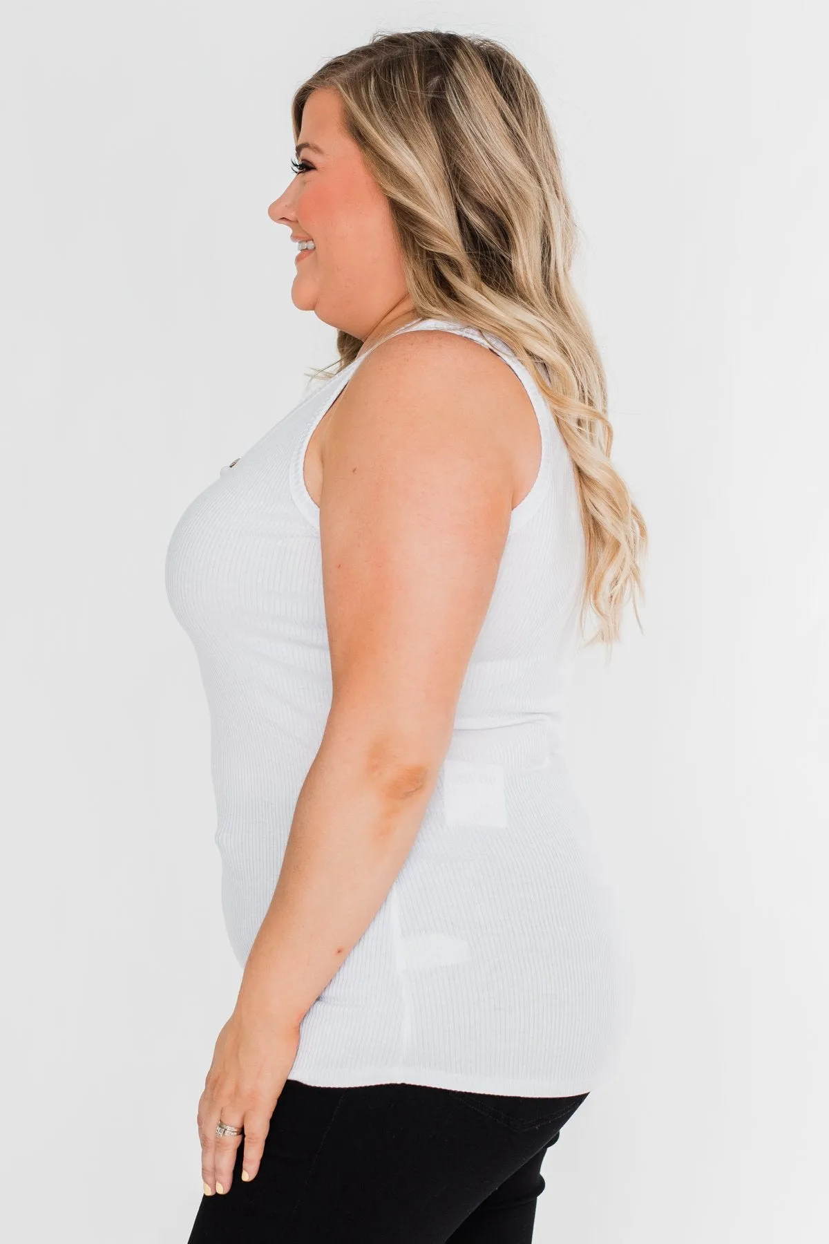 5-Button Henley Tank Top- Off White