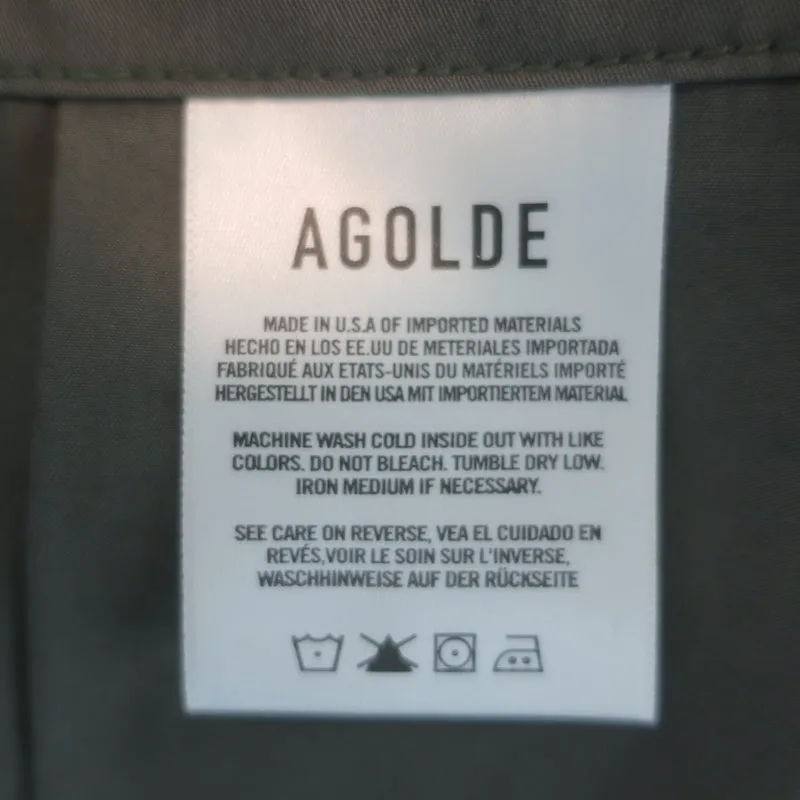 AGOLDE Ginerva Cargo Pants Olive Cotton Size Extra Small