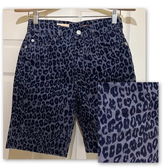 Anthropologie Pilcro Leopard Corduroy Bermuda Shorts