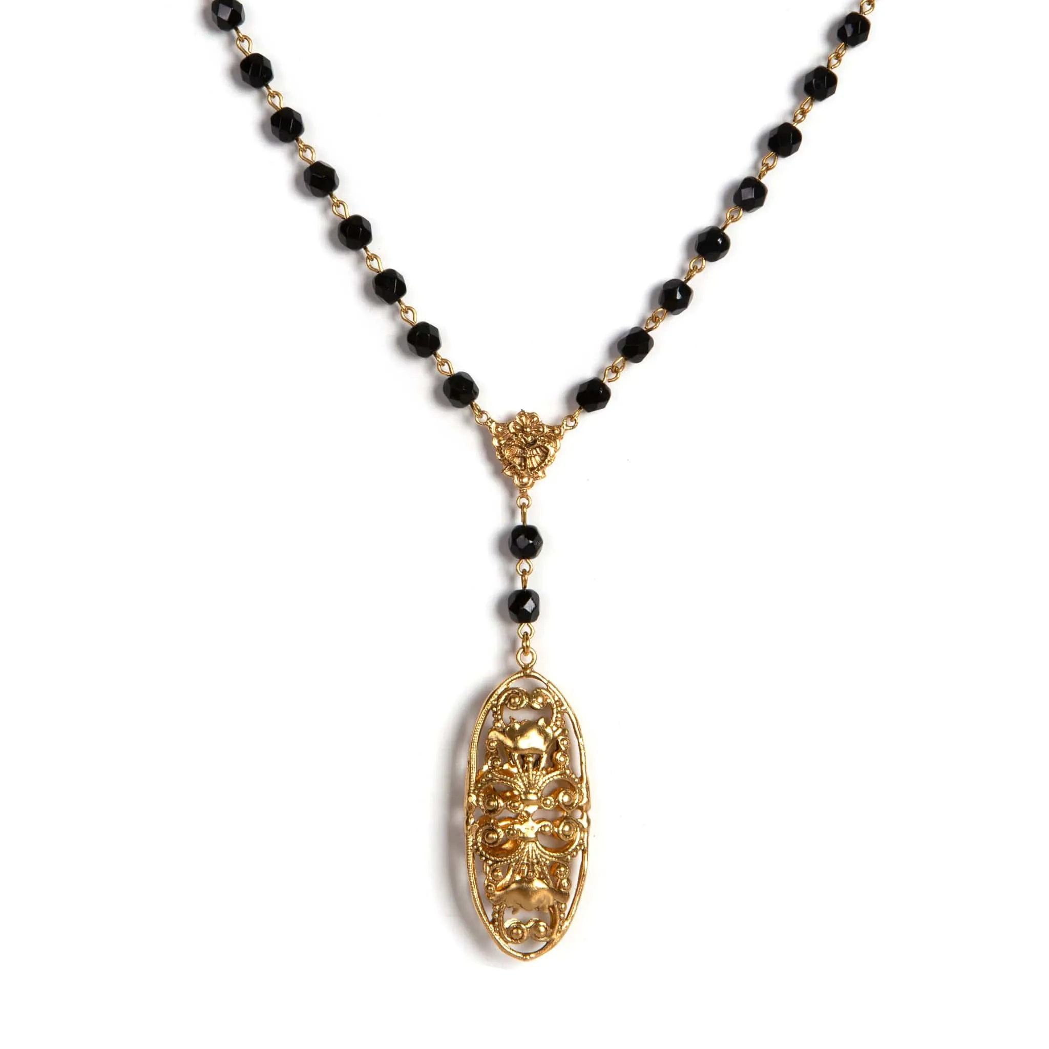 Antigua Rosary Jet   Necklace Extender
