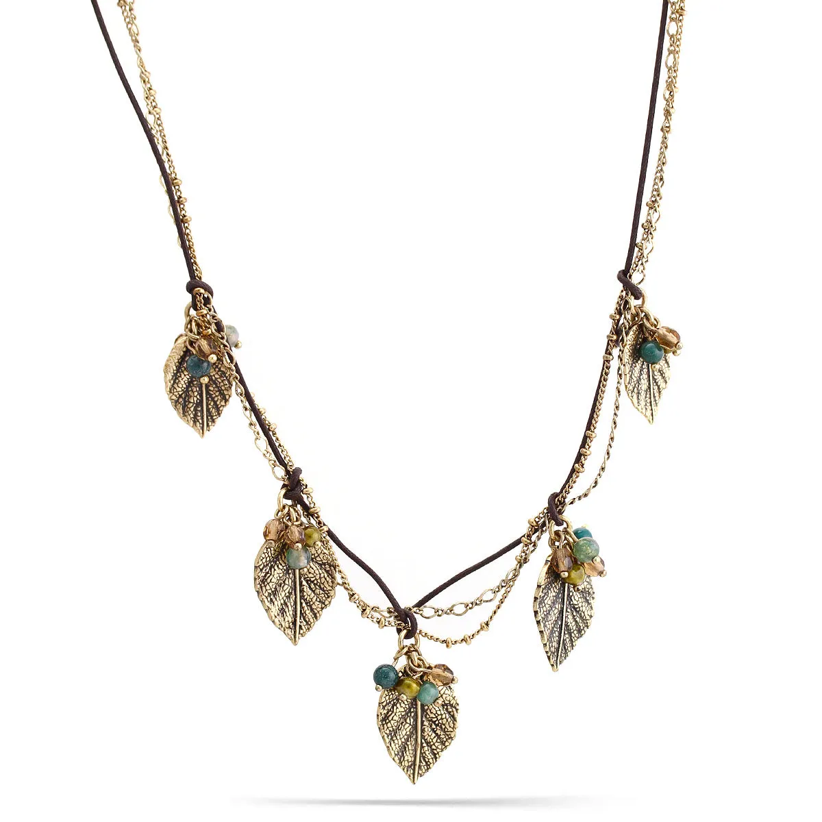 ANTIQUE GOLD LEAF  NECKLACES #151BR1601