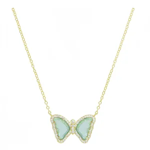 Aquamarine Butterfly Necklace