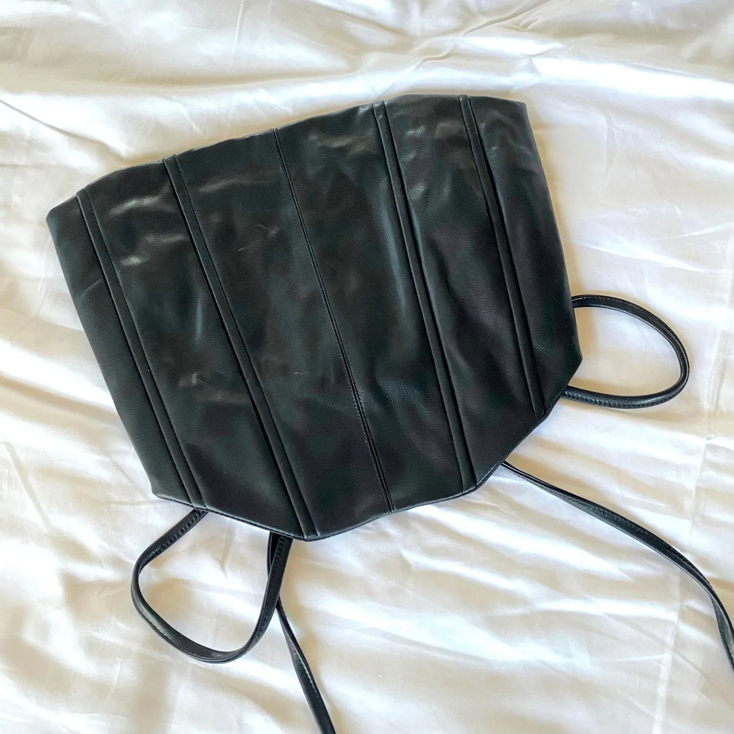 Athena Black Leather Corset Top
