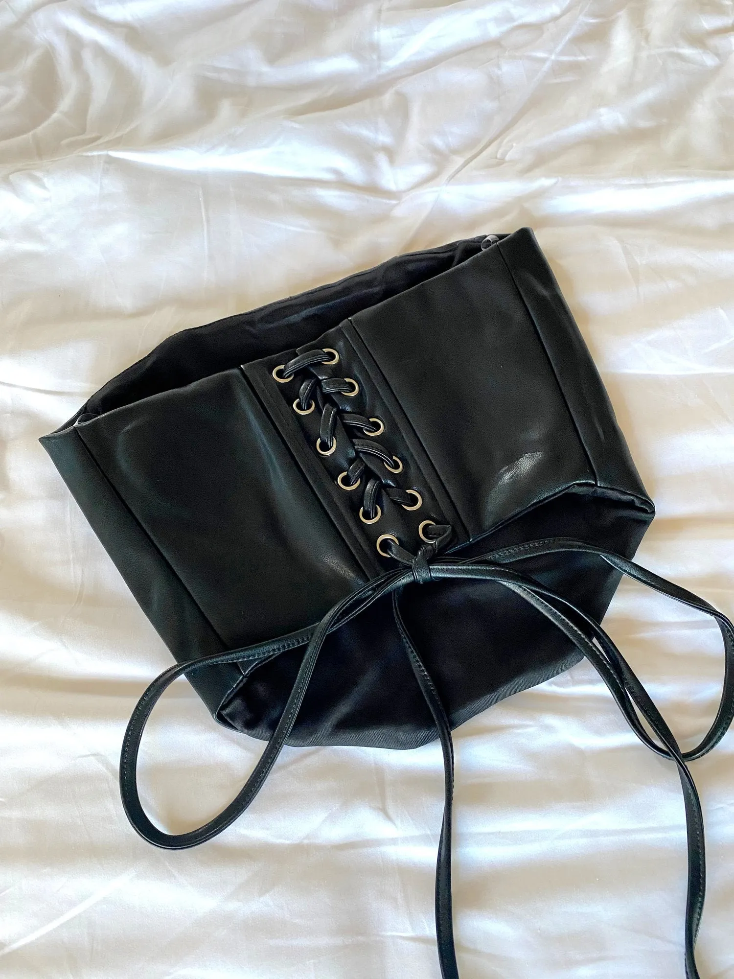 Athena Black Leather Corset Top