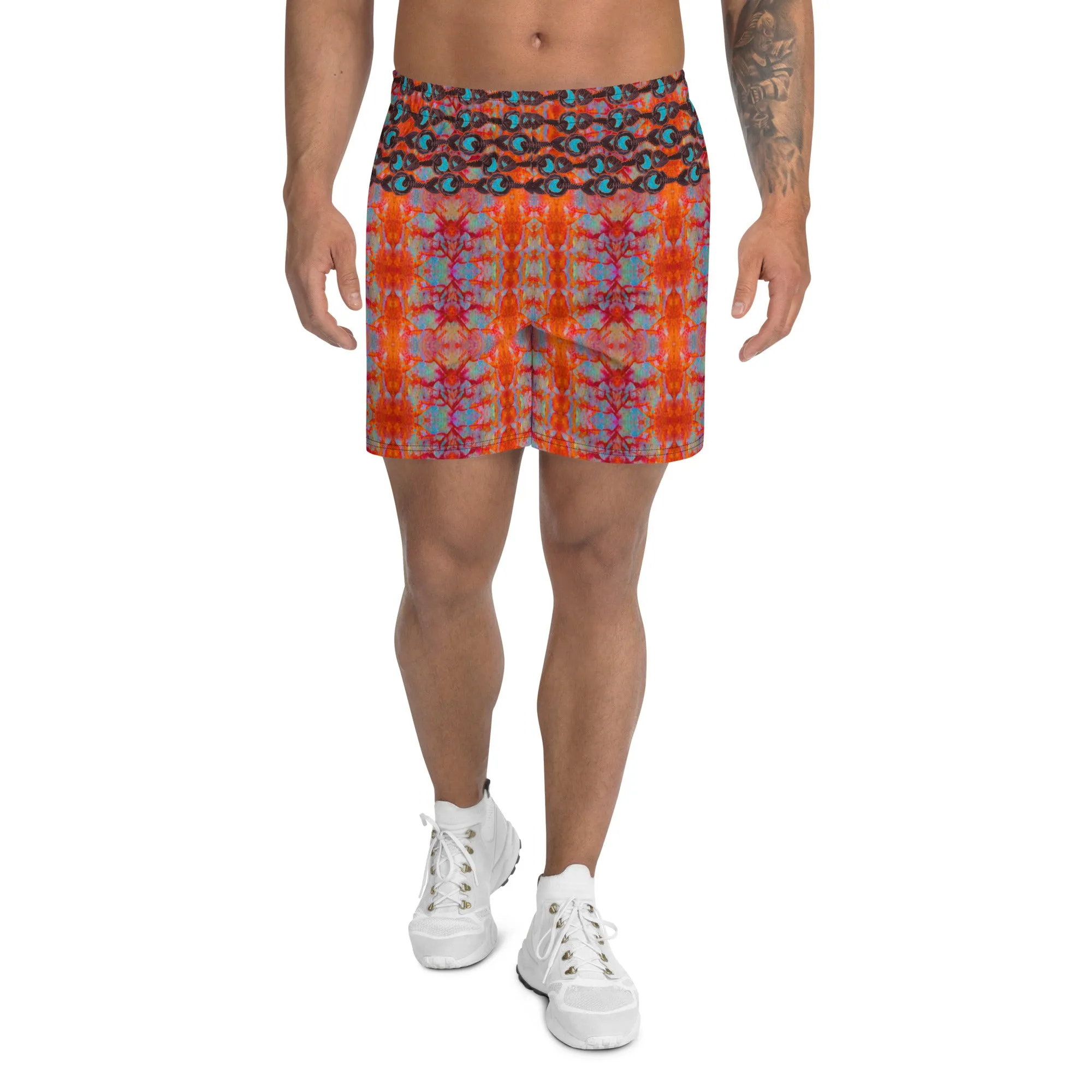 Athletic Long Shorts (Unisex)(Virilis/Muliebris)(Grail Night Rose Blue Logo) RJSTH@Fabric#12 RJSTHS2021 RJS