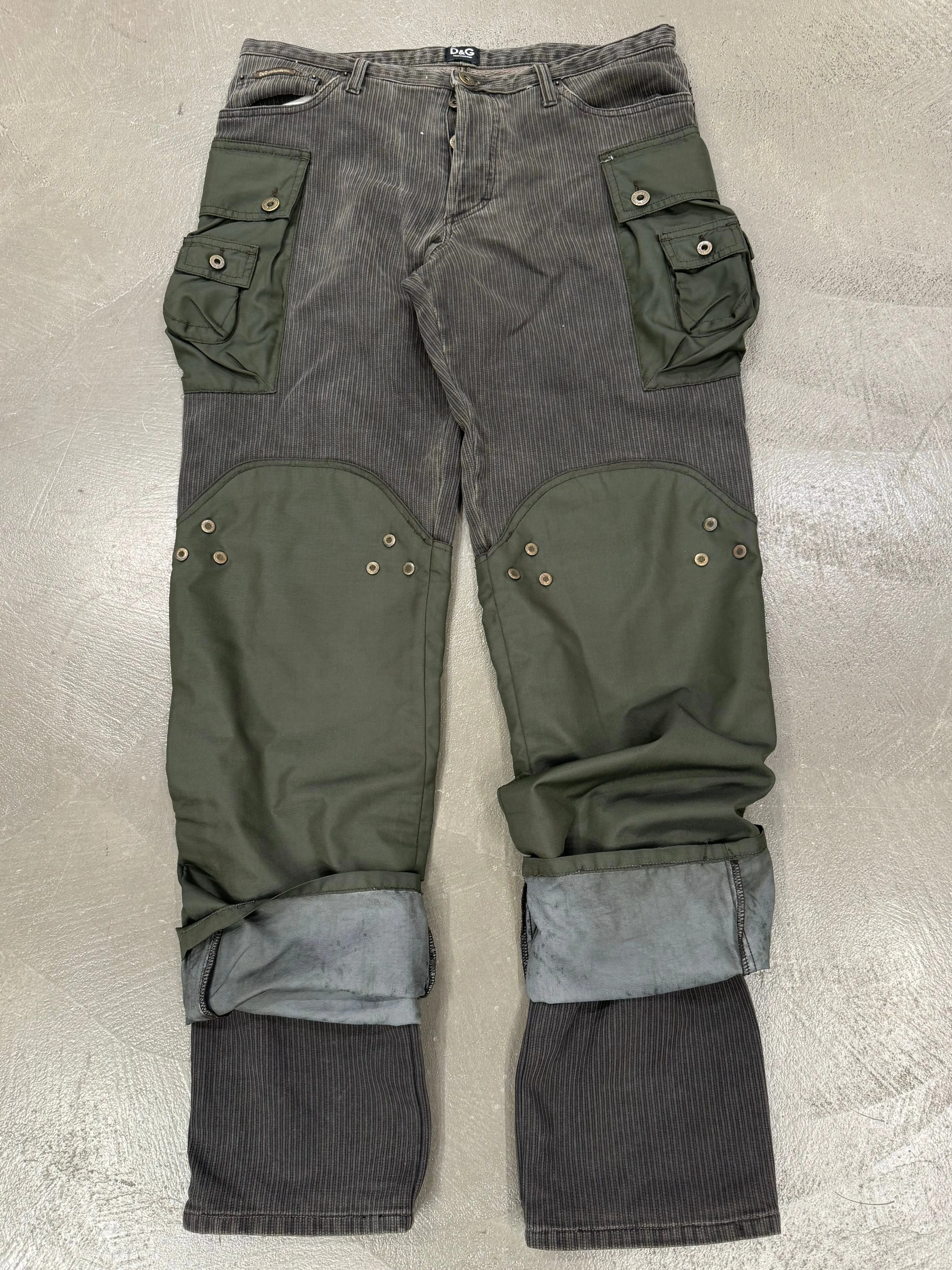 A/W2004 Dolce & Gabbana double layered hybrid combat cargo pants