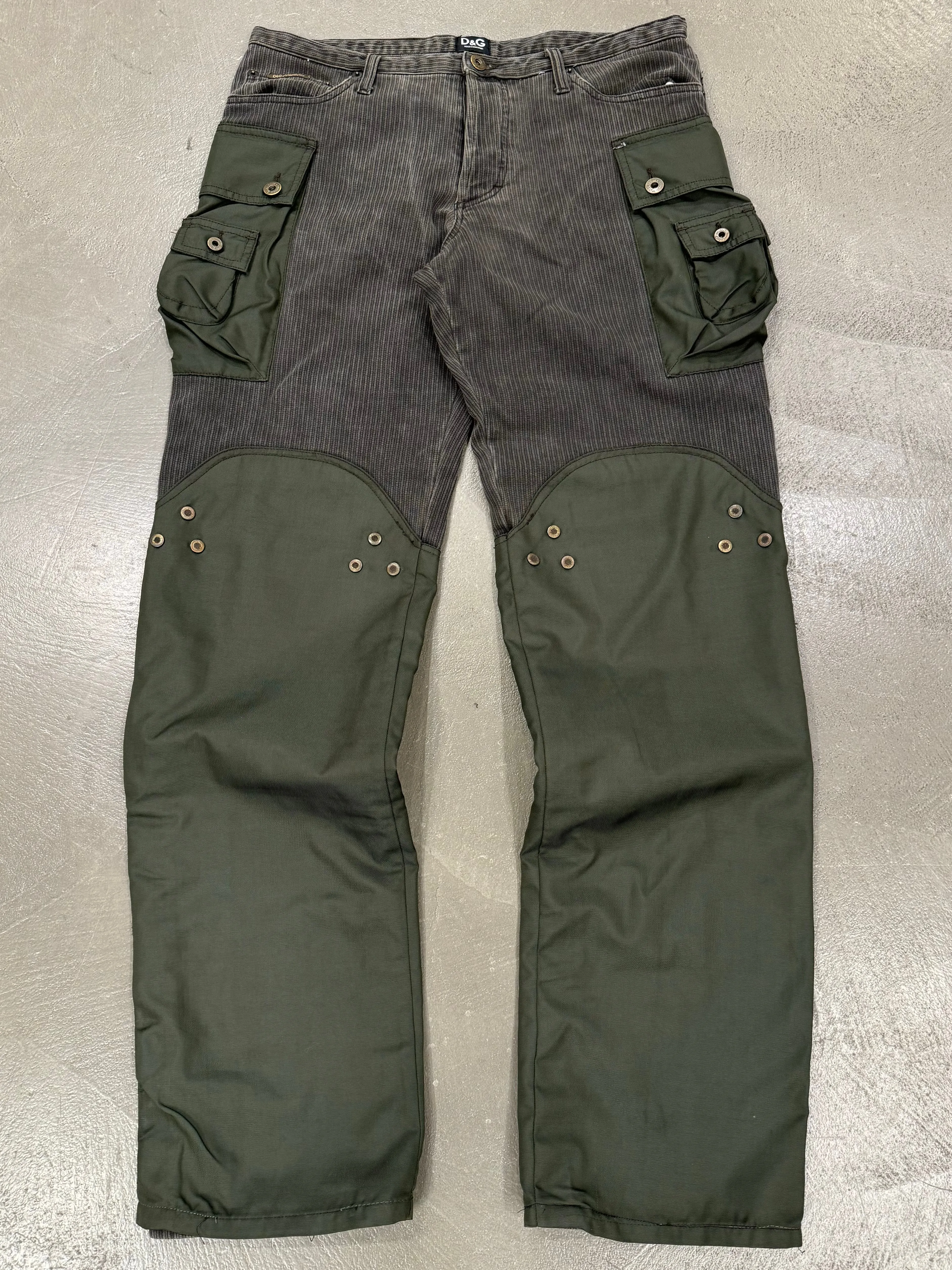 A/W2004 Dolce & Gabbana double layered hybrid combat cargo pants