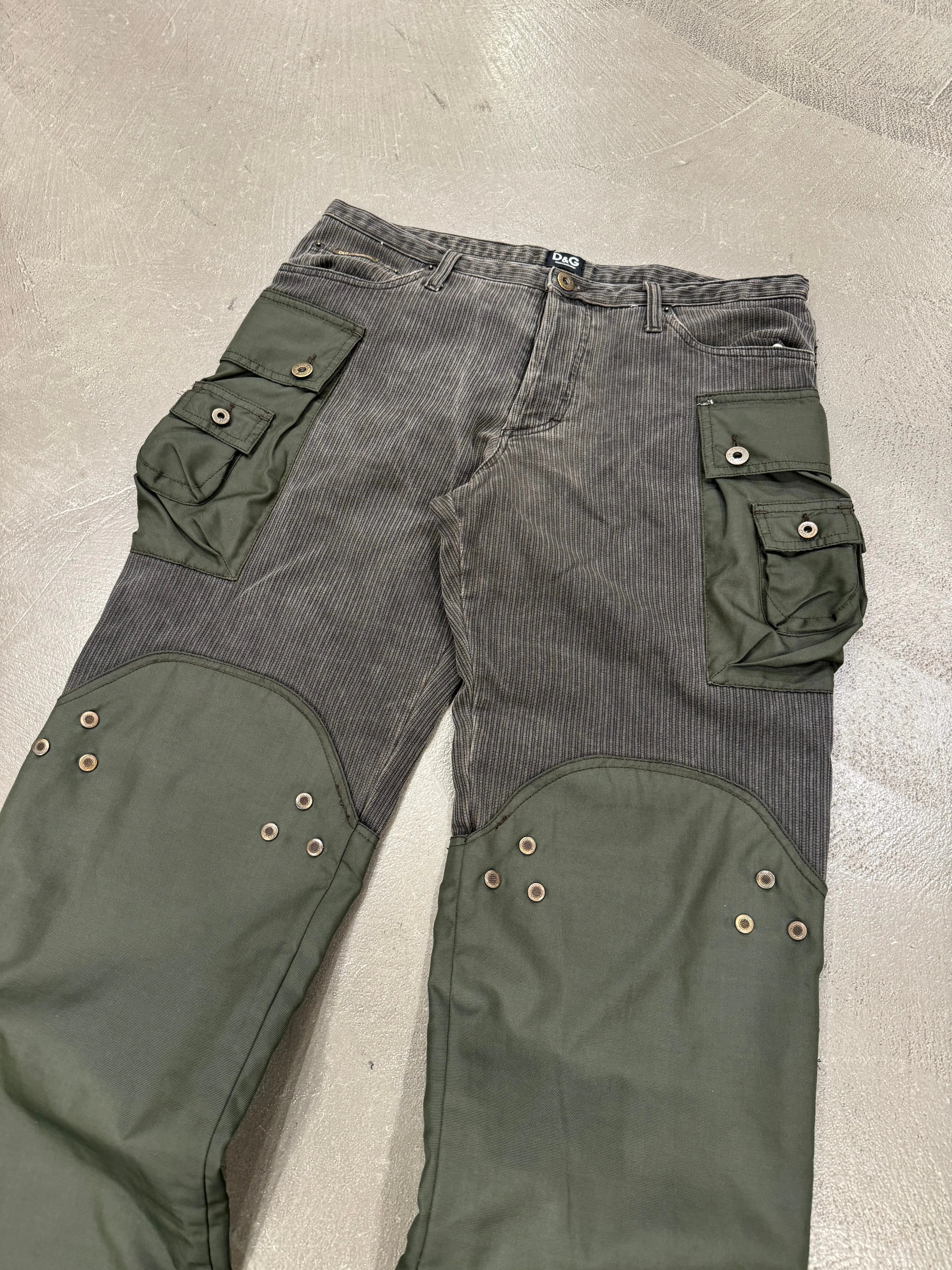 A/W2004 Dolce & Gabbana double layered hybrid combat cargo pants