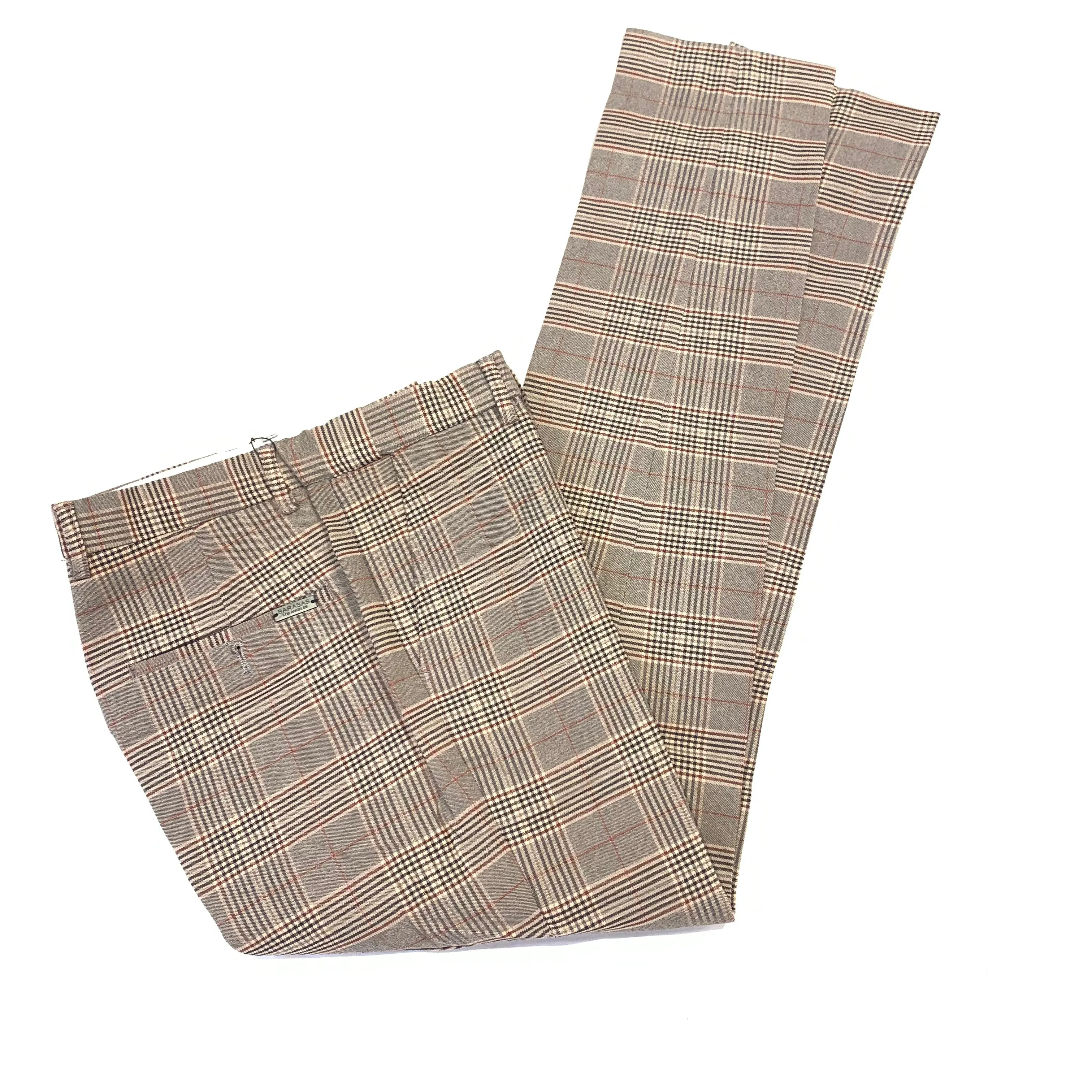 Barabas GLISTER Red/Brown Plaid Trousers