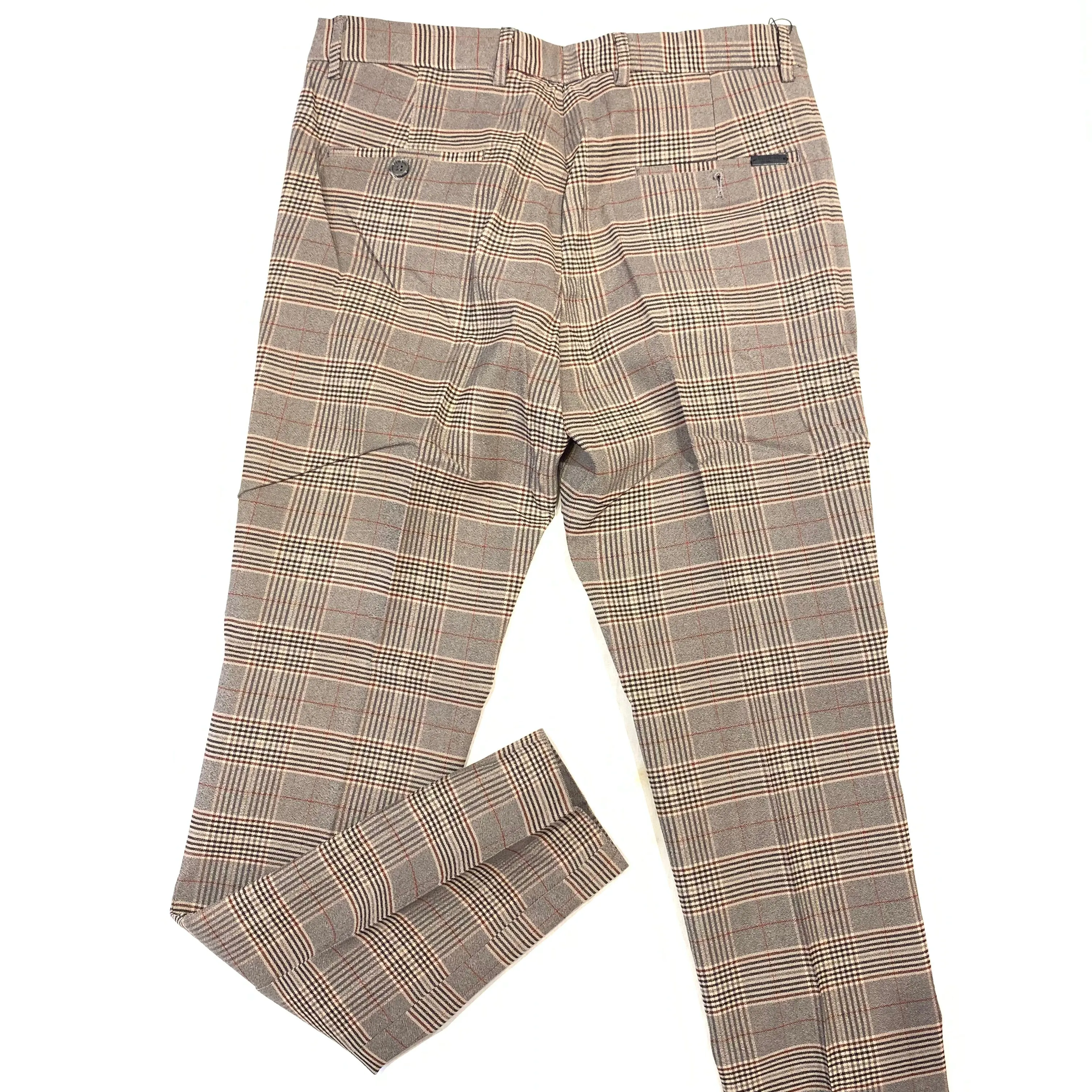 Barabas GLISTER Red/Brown Plaid Trousers
