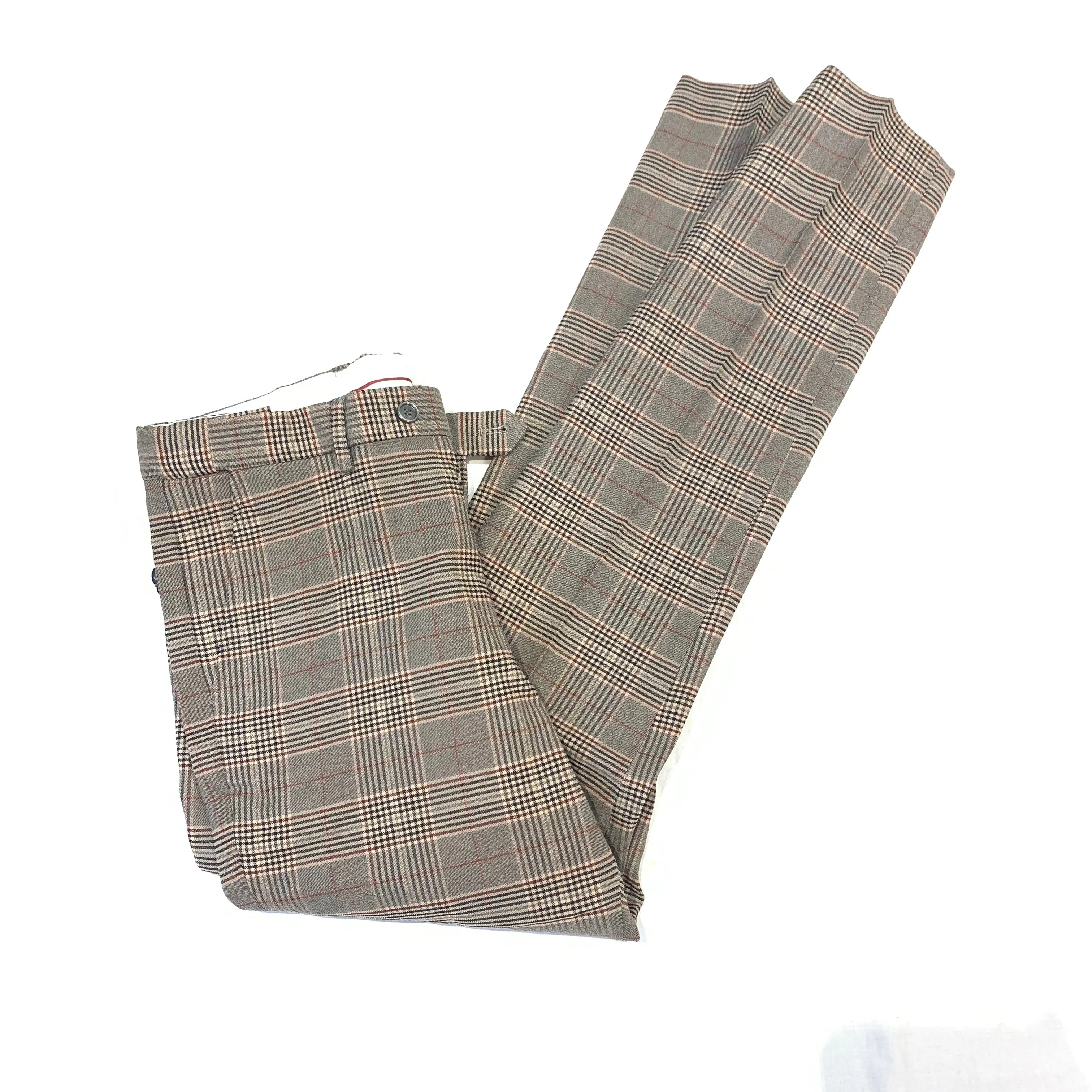 Barabas GLISTER Red/Brown Plaid Trousers