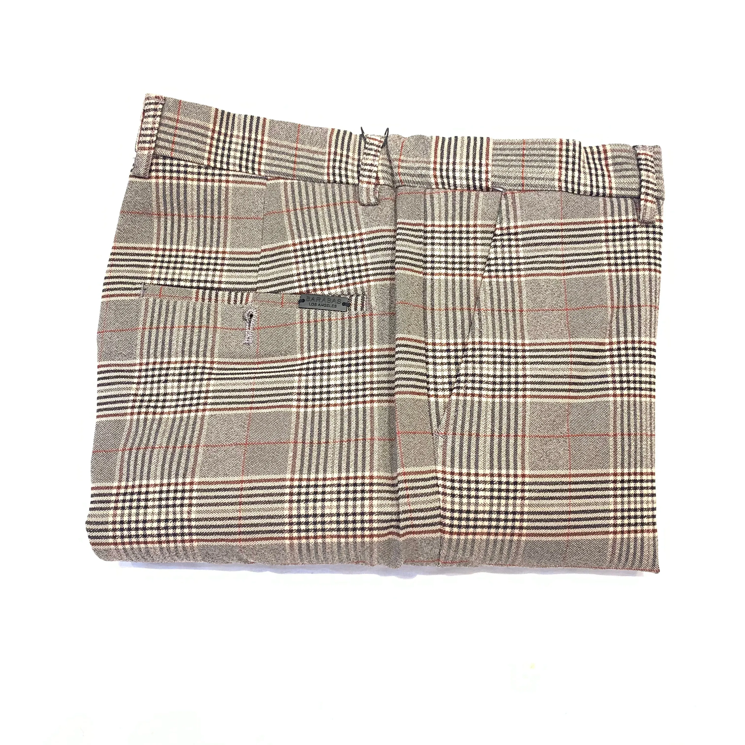 Barabas GLISTER Red/Brown Plaid Trousers