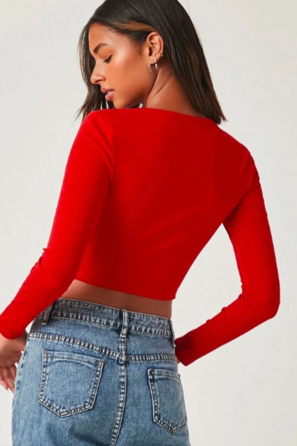 Basic Solid Fitted Crop Tee
