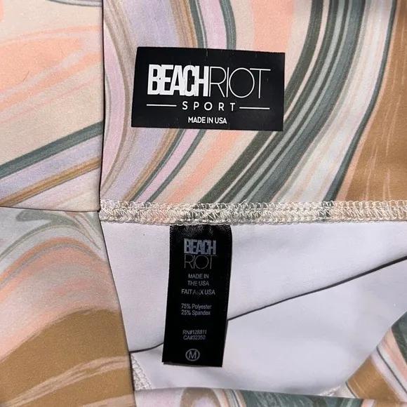 BEACH RIOT Sport Multicolor Marble Swirl High Rise Athletic Bike Shorts Sz M