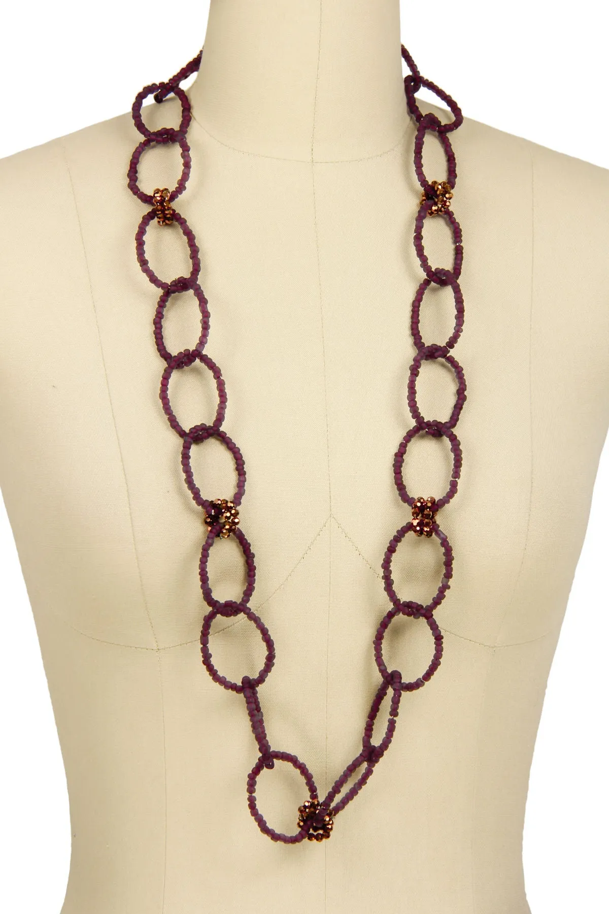 Beaded Linked Circle Drop Neck