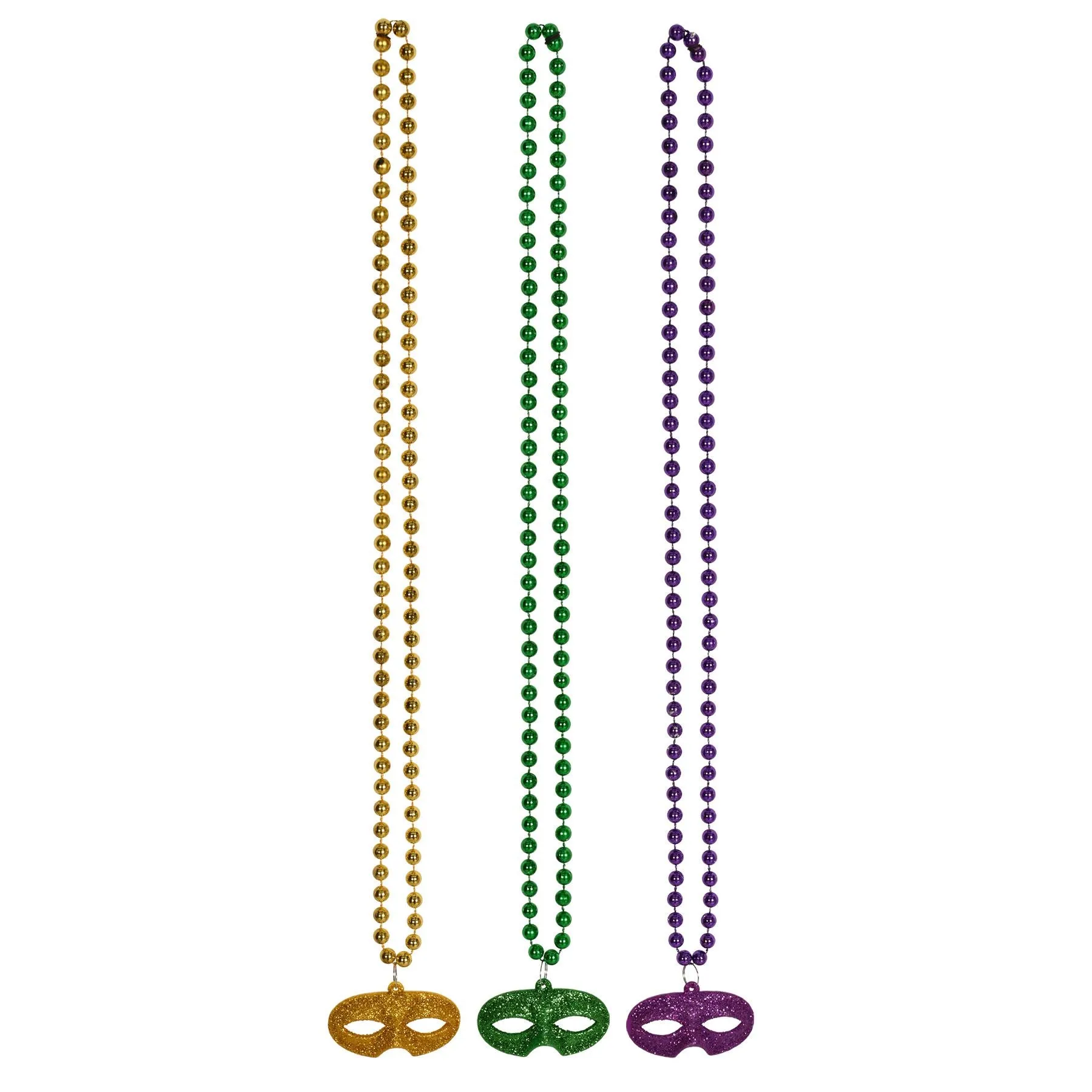 Beistle Beads w/Glittered Mask Medallion - Party Supply Decoration for Mardi Gras