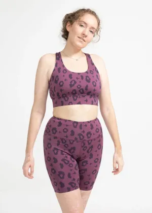 Bike Shorts mit Lila Leopard Print