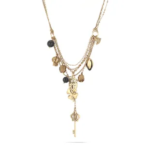 BLACK AND SMOKEY MIX CHARM NECKLACES #192BK1601 (2C4)