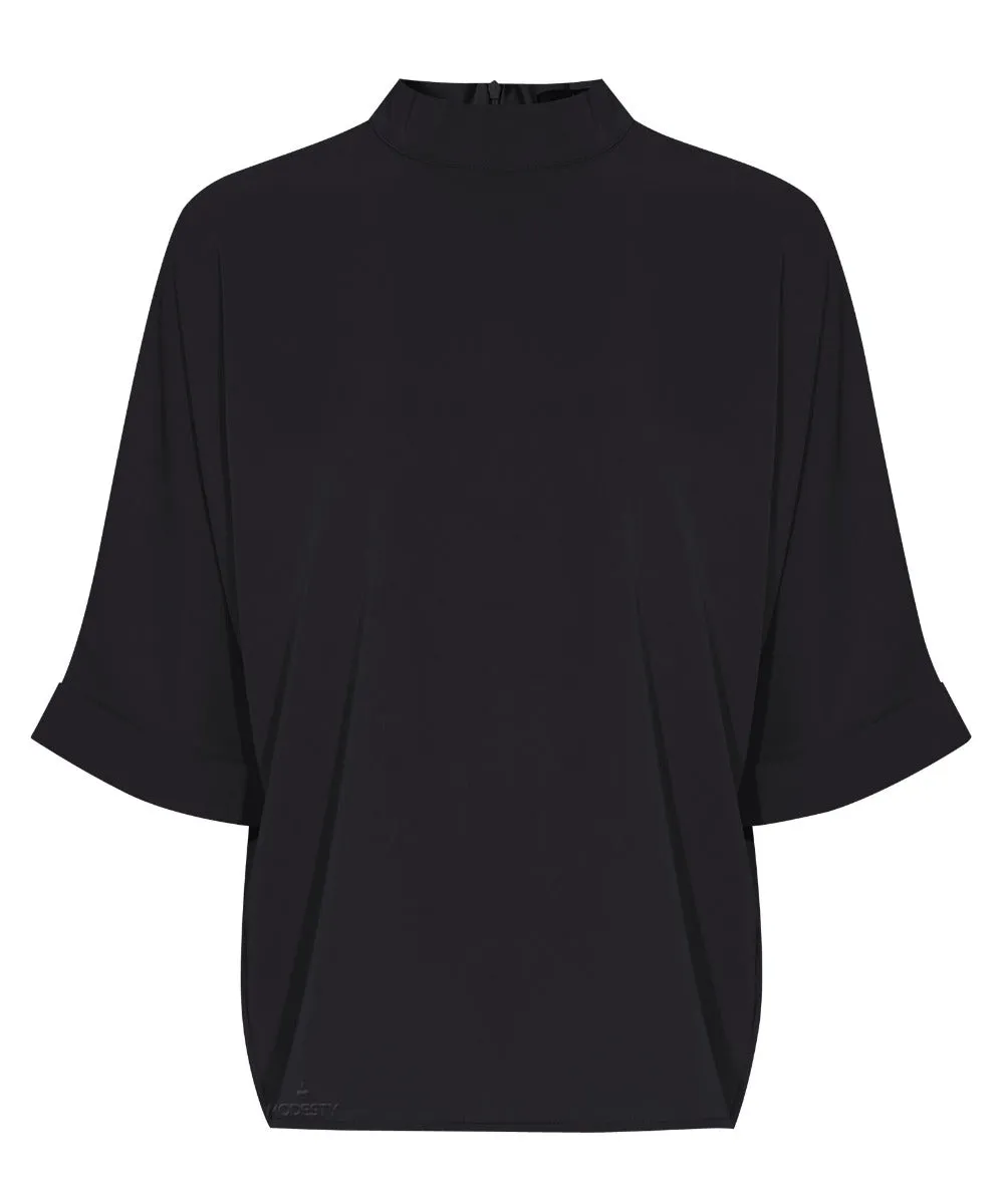 Black Mock Neck Crop Top
