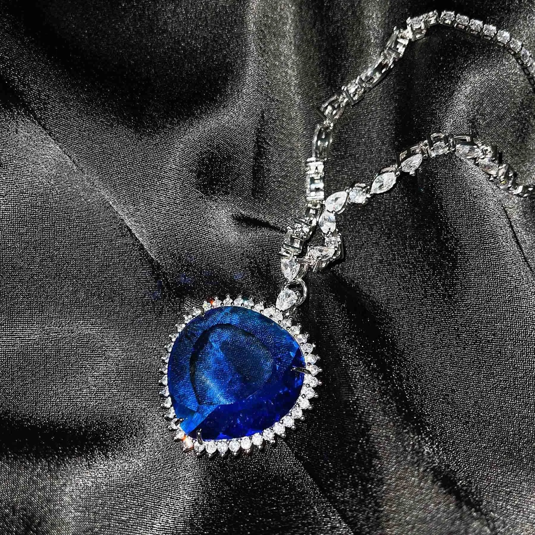 Blue Red TITANIC Heart of the Ocean Necklaces Crystal Chain Pendant Necklace