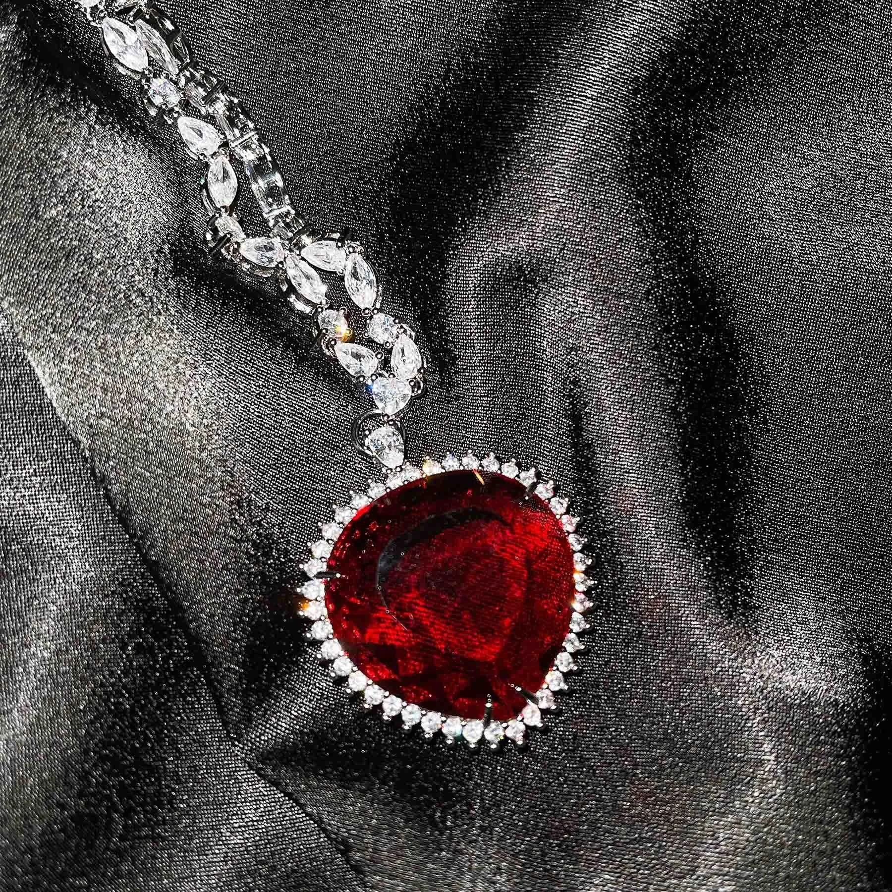 Blue Red TITANIC Heart of the Ocean Necklaces Crystal Chain Pendant Necklace