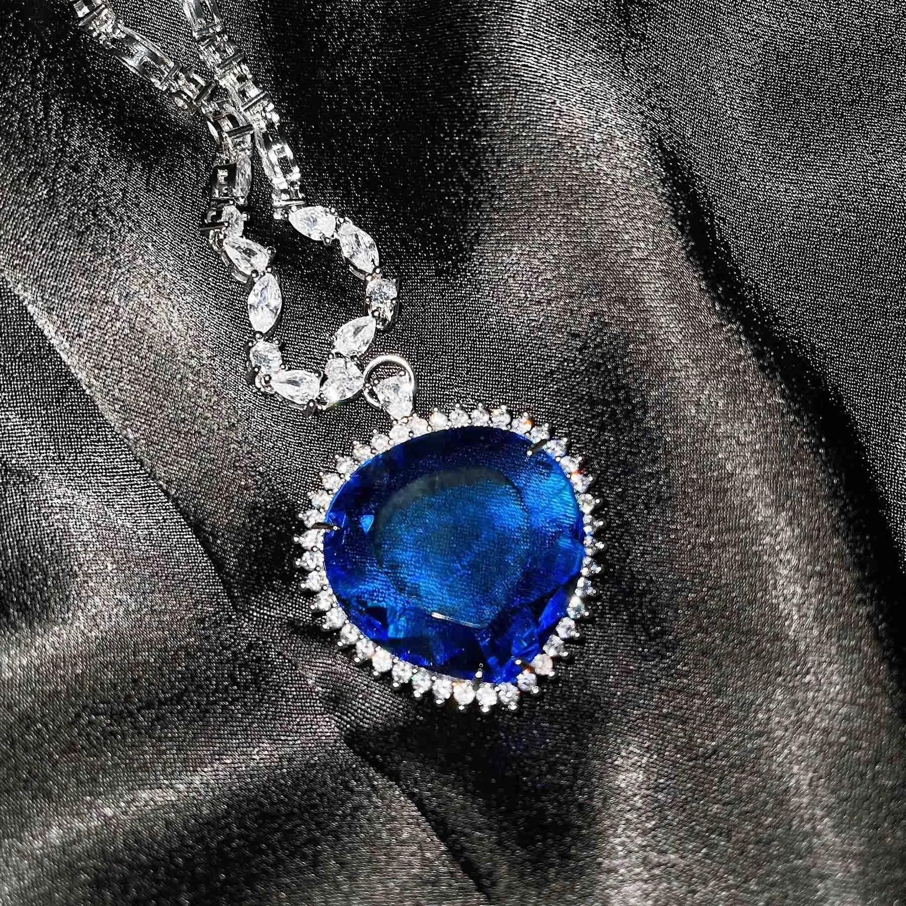 Blue Red TITANIC Heart of the Ocean Necklaces Crystal Chain Pendant Necklace