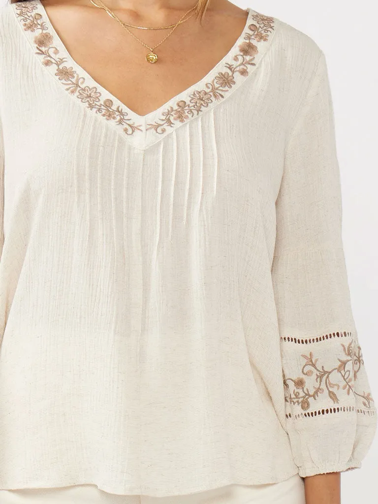 Boho Linen Blend Blouse