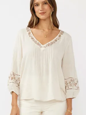 Boho Linen Blend Blouse