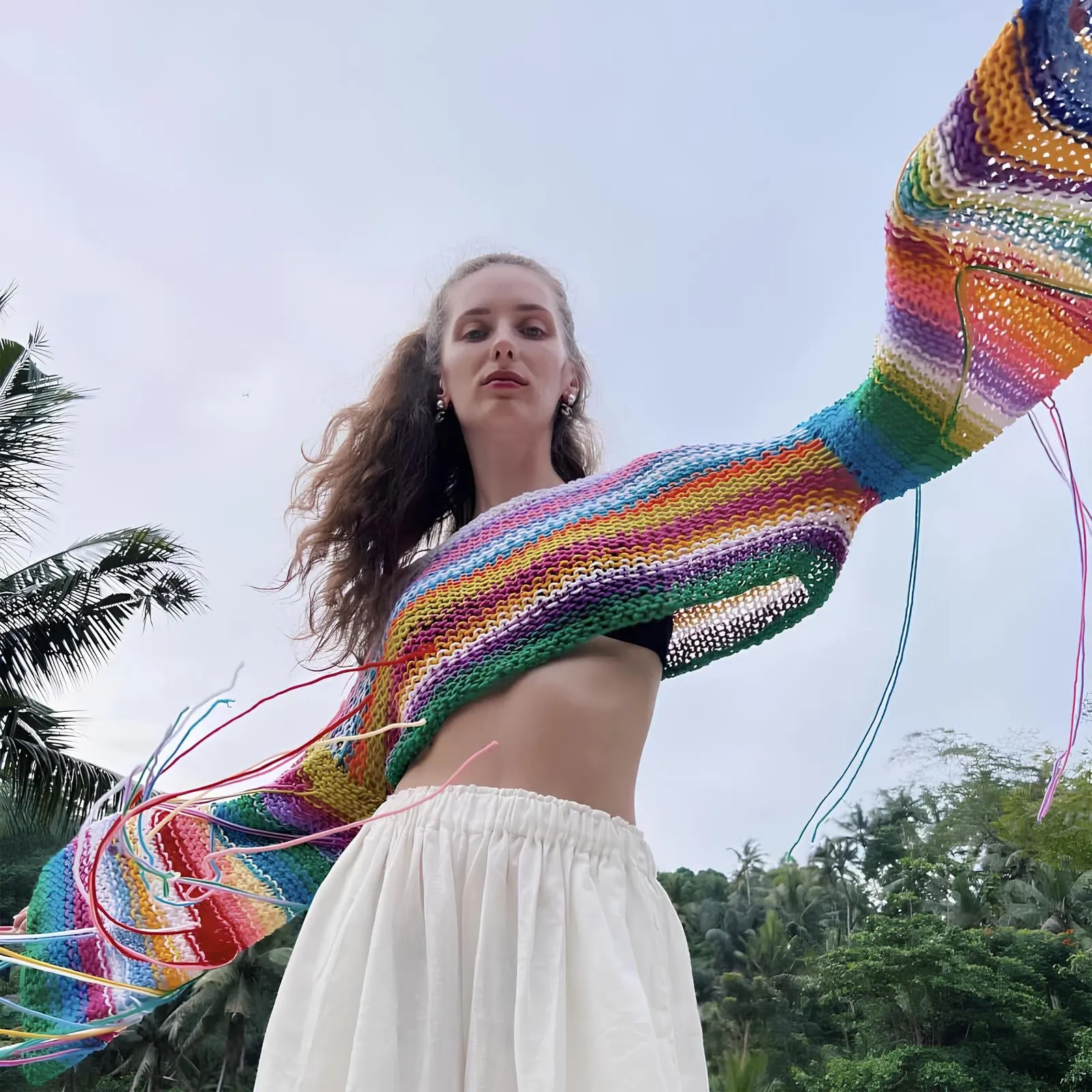 Boho Tassel Contrast Knit Pullover – Beach-Ready Bohemian Style