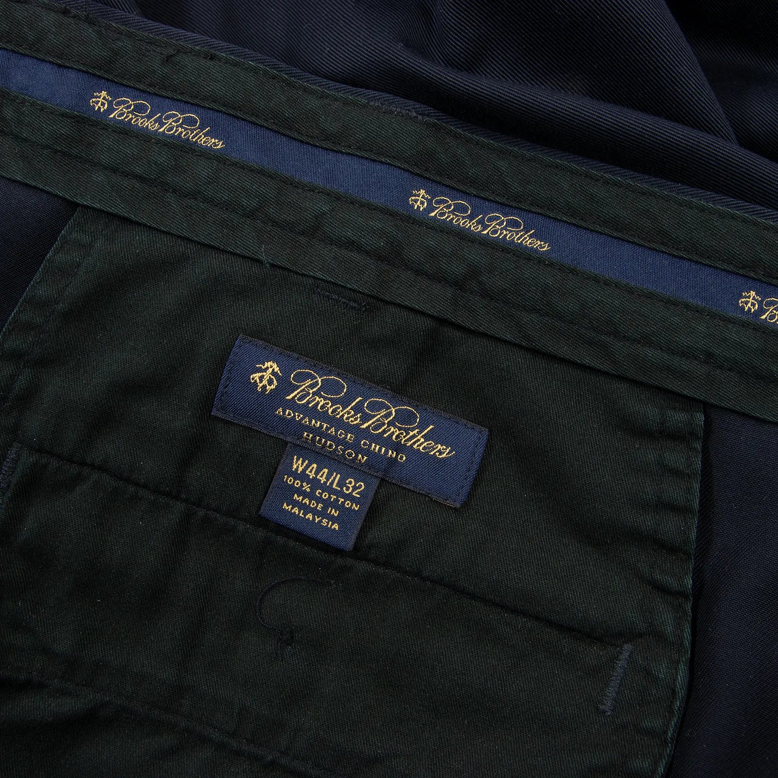 Brooks Brothers Hudson Navy Blue Cotton Twill Unlined Advantage Chino Pants 44W