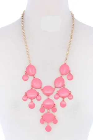 Brushed Oval Shape Dangle Metal Necklace
