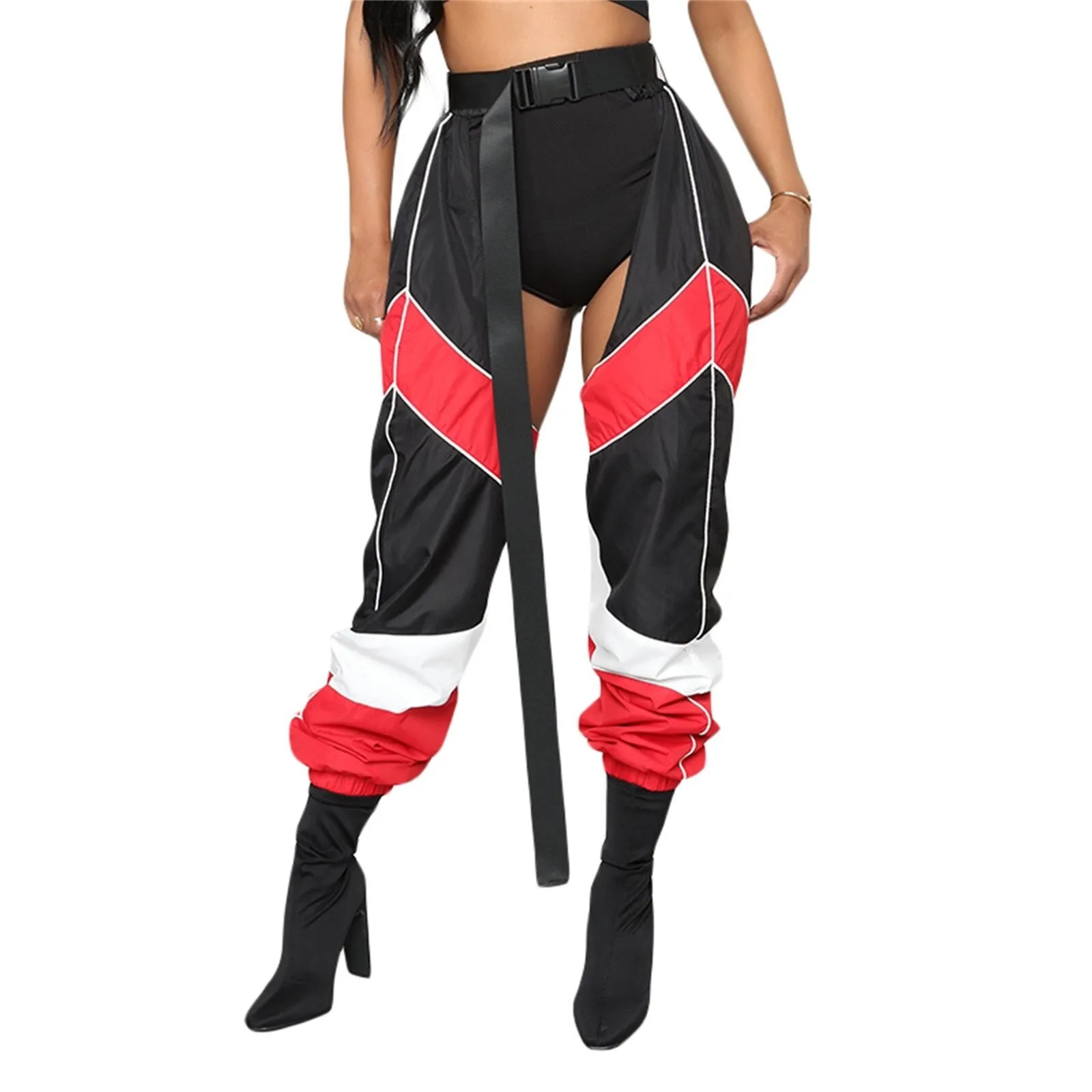 Buckled Color Block Bottomless Cargo Pants