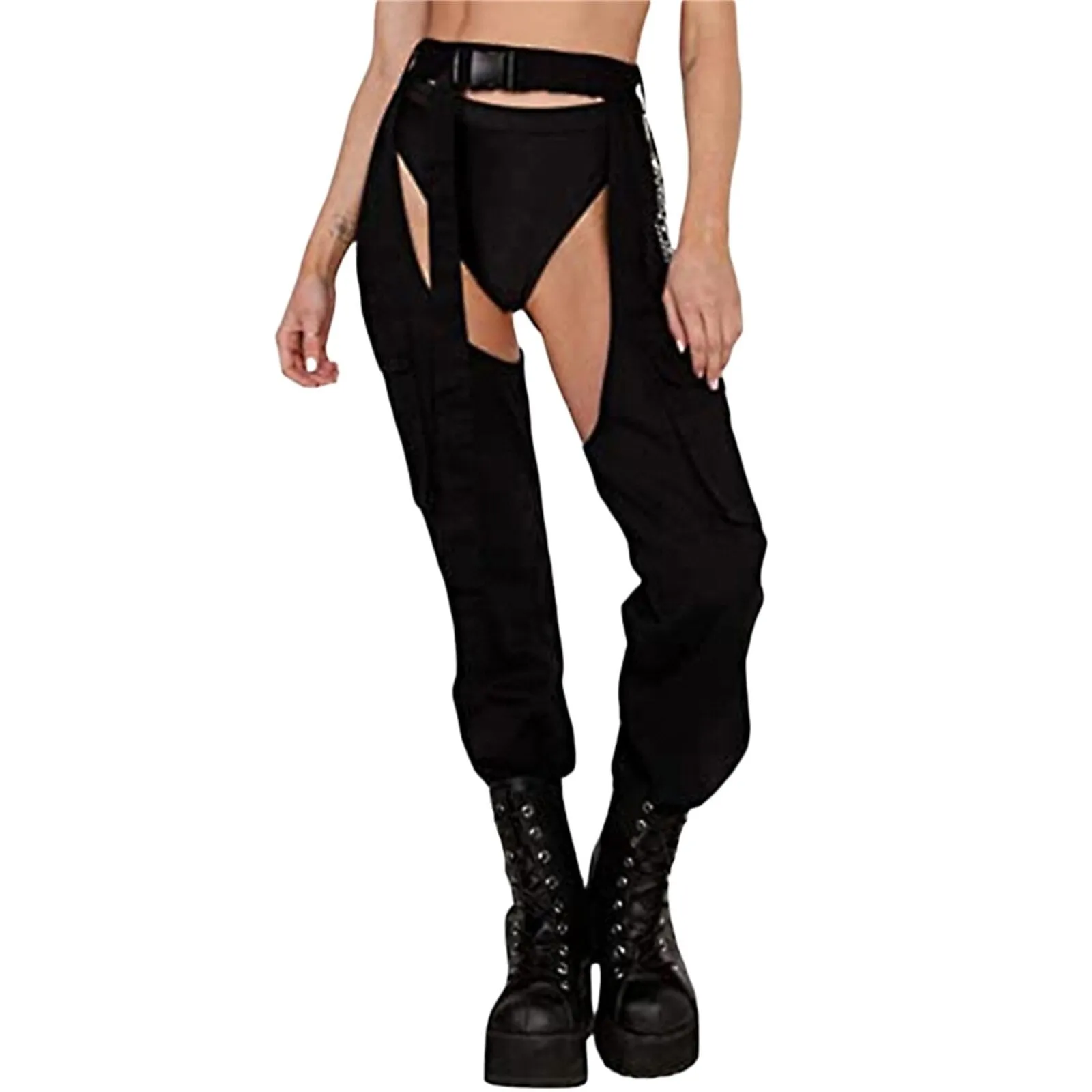 Buckled Color Block Bottomless Cargo Pants