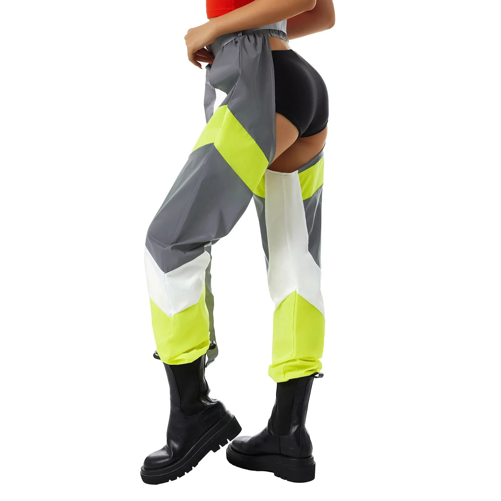 Buckled Color Block Bottomless Cargo Pants