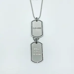 CA Custom “We are family” 18 karat white gold and black diamond dual tags.