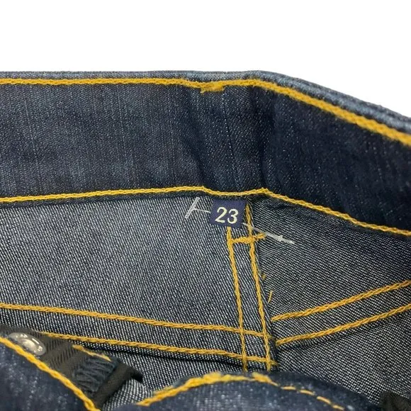 Carmar Shorts Womens Sz 23 Dark Denim Bermuda Stretch Mid Cut Raw Hem $219 Nwt