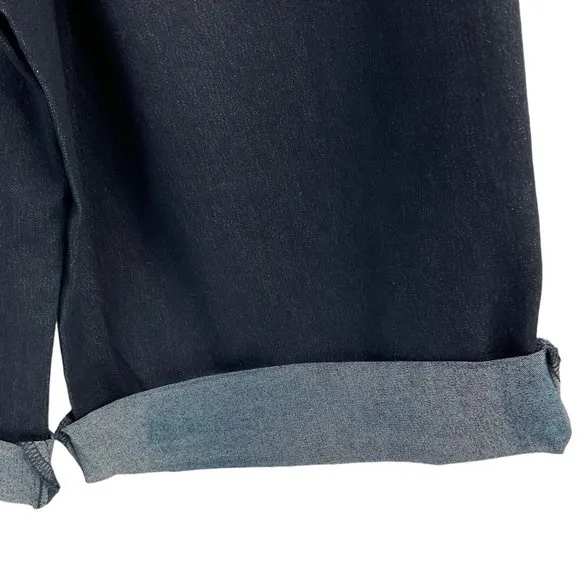 Carmar Shorts Womens Sz 24 Dark Denim Bermuda Stretch Paper Bag waist $229 Nwt