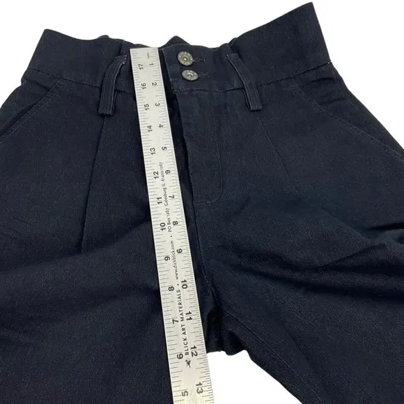 Carmar Shorts Womens Sz 24 Dark Denim Bermuda Stretch Paper Bag waist $229 Nwt