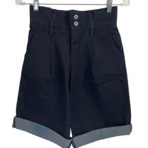 Carmar Shorts Womens Sz 24 Dark Denim Bermuda Stretch Paper Bag waist $229 Nwt