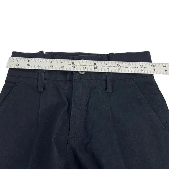 Carmar Shorts Womens Sz 24 Dark Denim Bermuda Stretch Paper Bag waist $229 Nwt