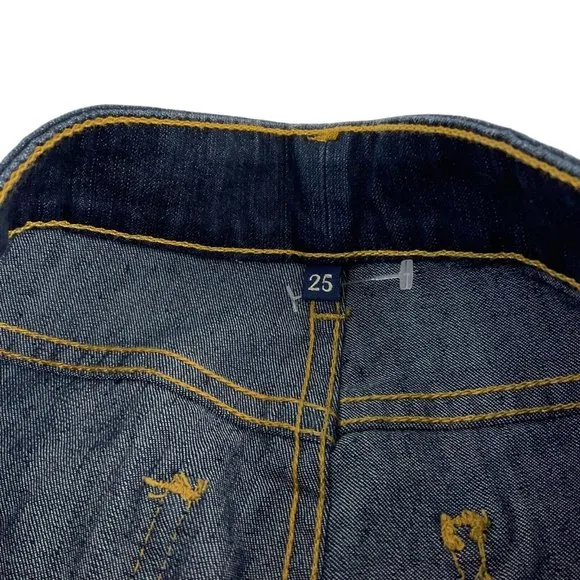 Carmar Shorts Womens Sz 25 Dark Denim Bermuda Stretch Mid Cut Raw Hem $219 Nwt
