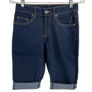 Carmar Shorts Womens Sz 26 Dark Denim Bermuda Stretch Mid Cut Raw Hem $219 Nwt